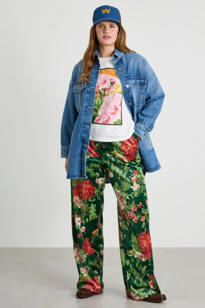 Printed jersey T-shirt - CREAM