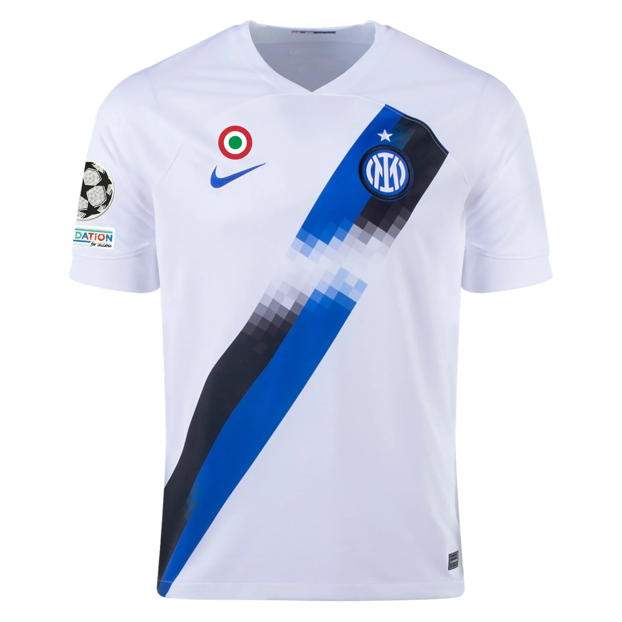 Inter Milan Away Jersey w/ Champions League + Copa Italia Patches 23/24 (White/Lyon Blue)