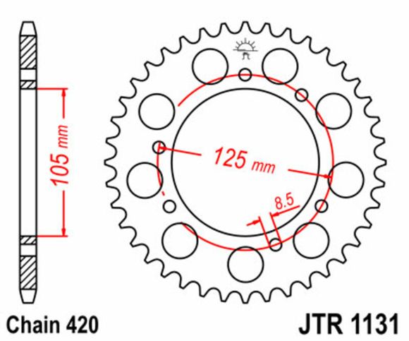 JT. Standard Steel Sprocket 1131 - 420Ref: Jtc00022A / 1074876006