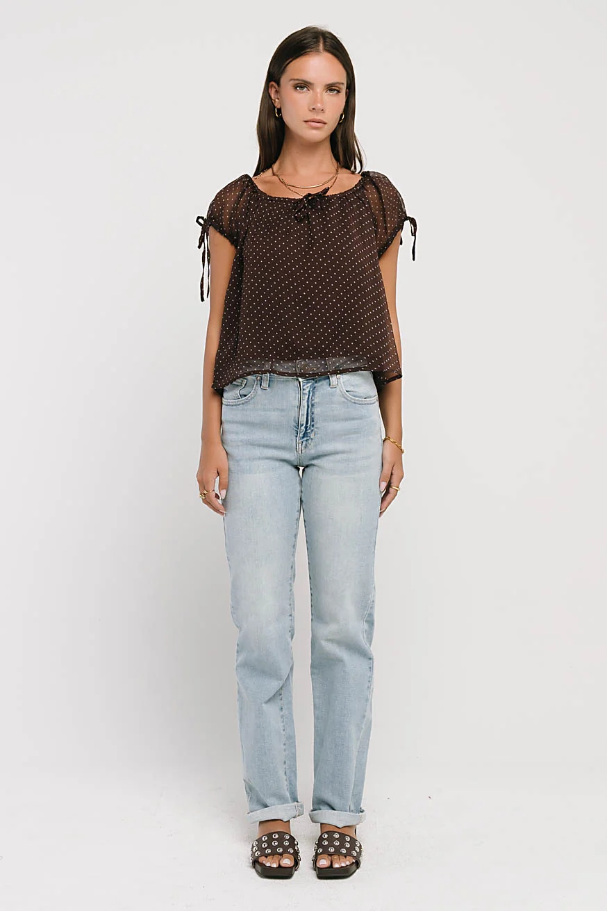 Rynlee Polka Dot Blouse in Brown