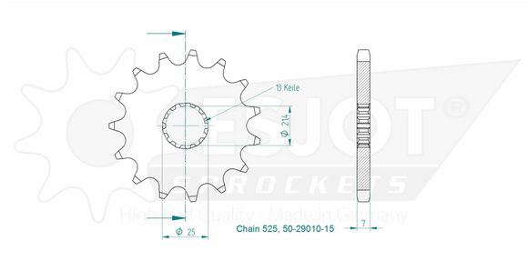 Esjot 15 tooth gearbox output pinionRef: Esjo00132A / 12122374