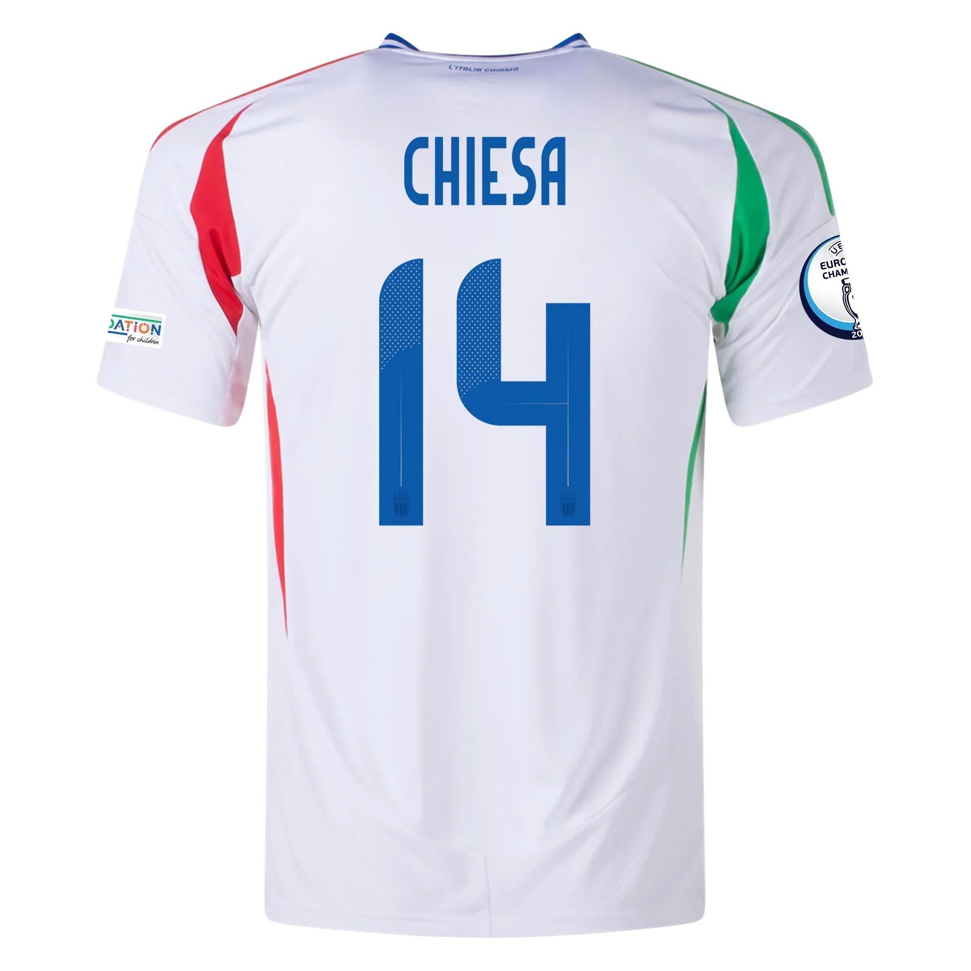 Italy Federico Chiesa Away Jersey w/ Euro 2024 Patches 24/25 (Blue)