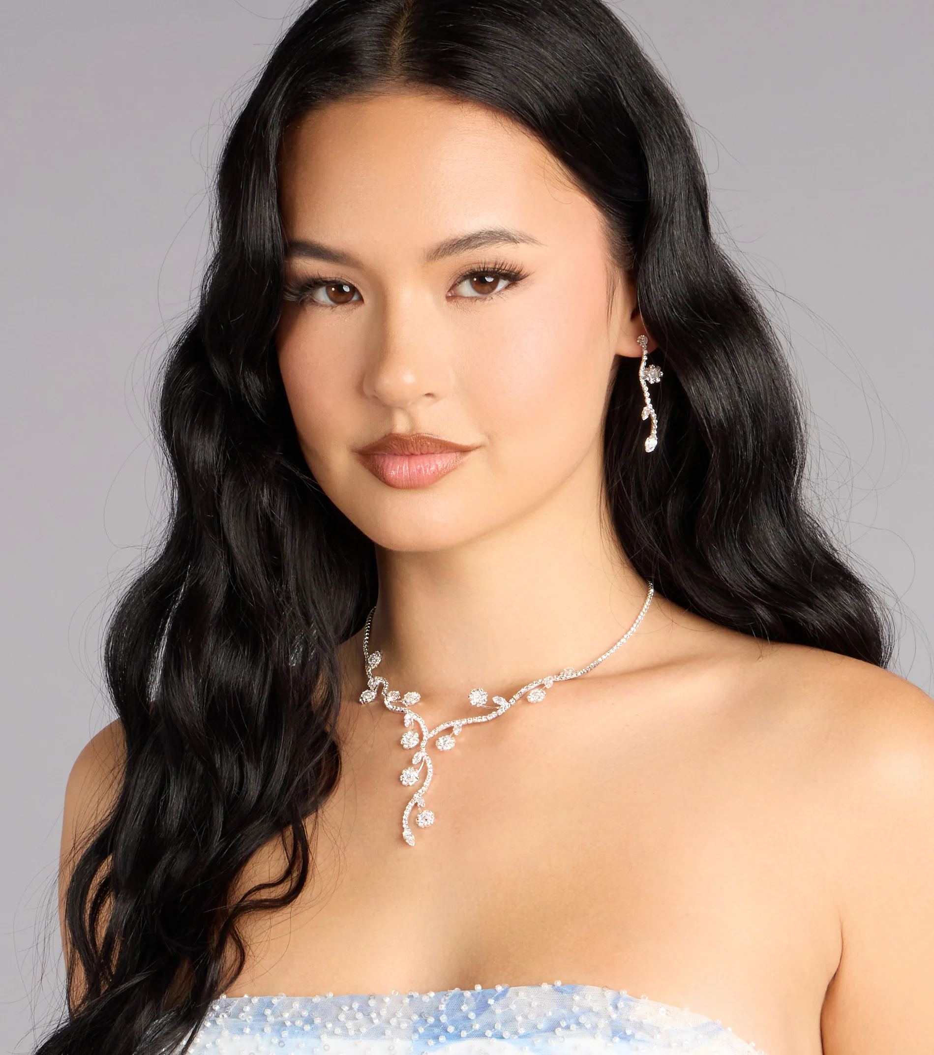 Crystal Vine Necklace And Earring Set