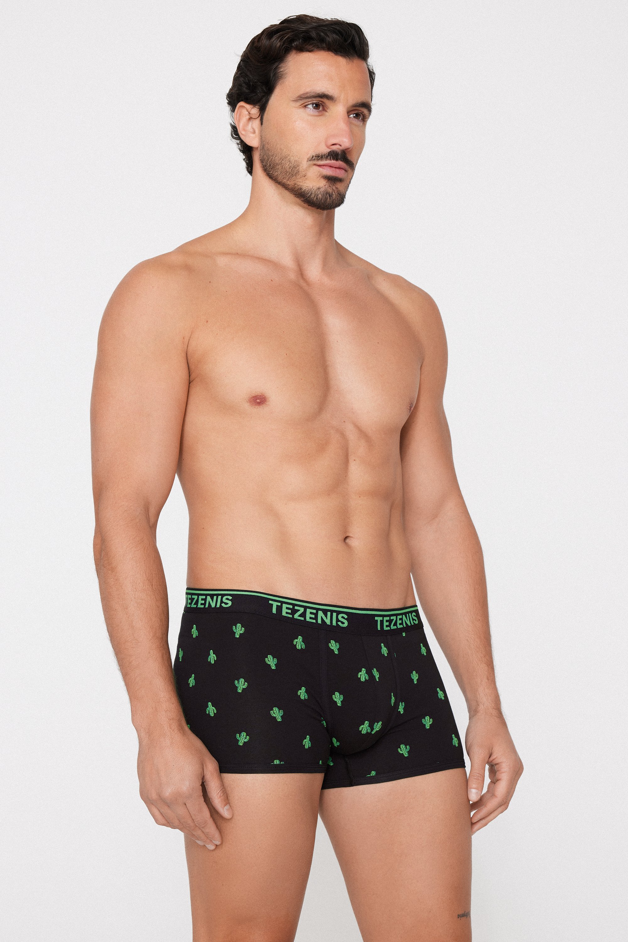 Printed Cotton Boxers with Contrasting Trim and Logo