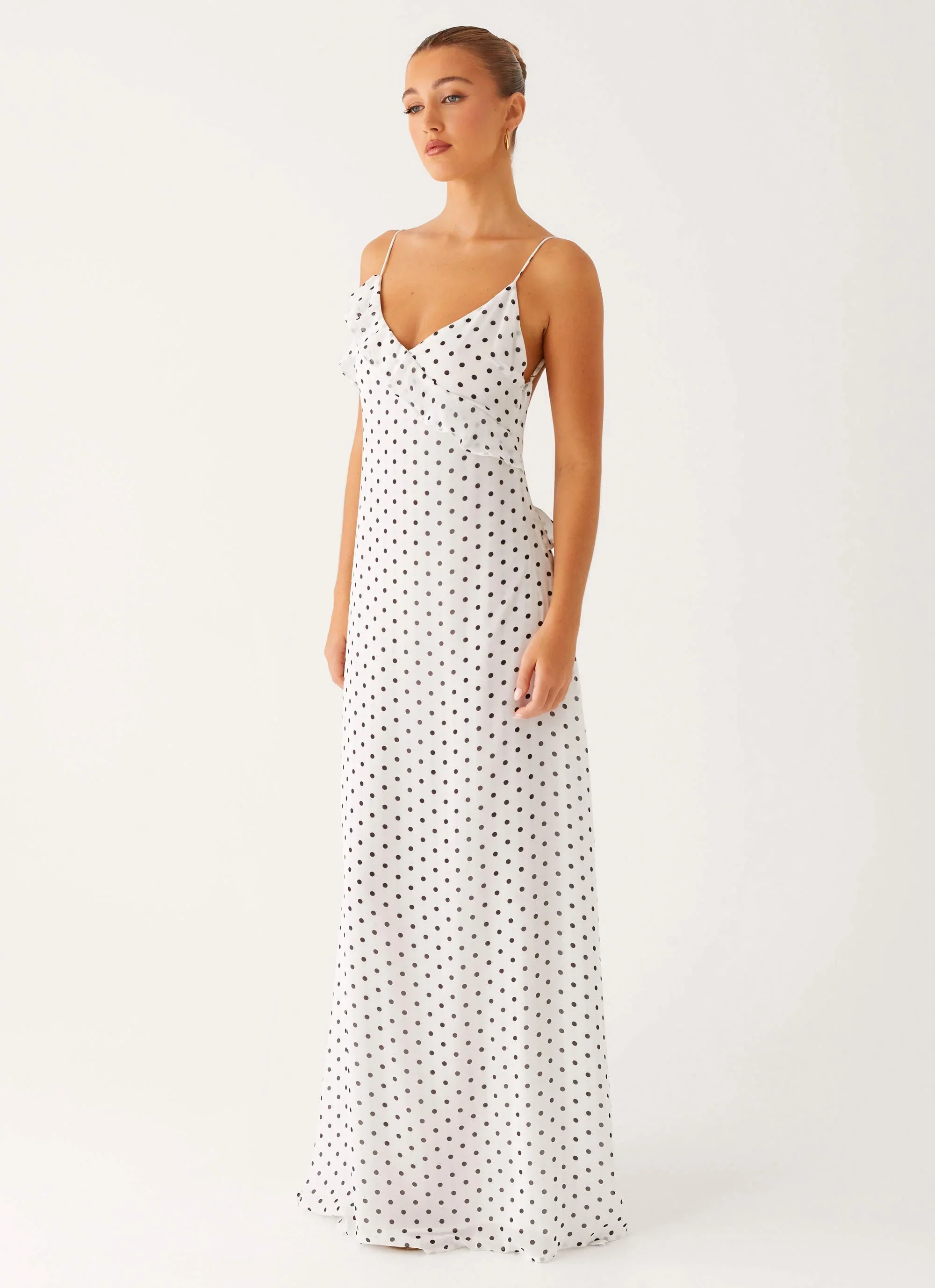 Harri Maxi Dress - White Polka Dot