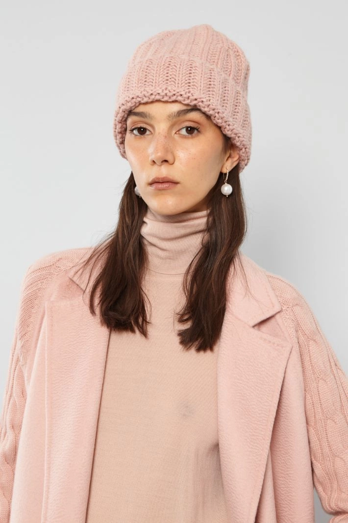Turn-up beanie hat - PASTEL PINK
