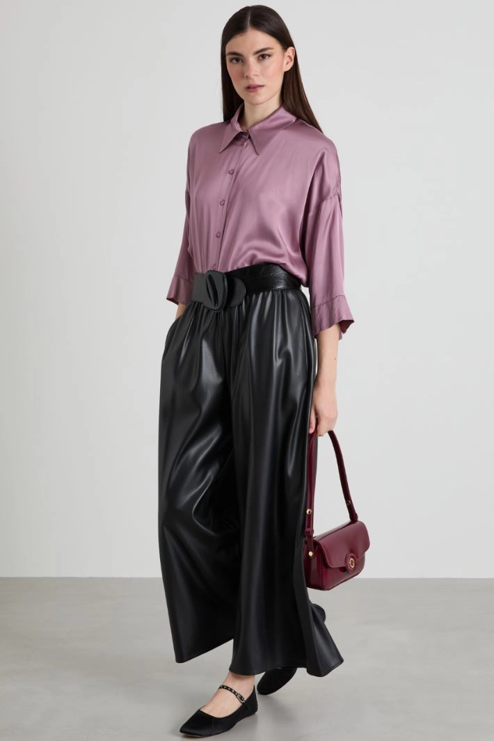 Fluid satin shirt - MAUVE