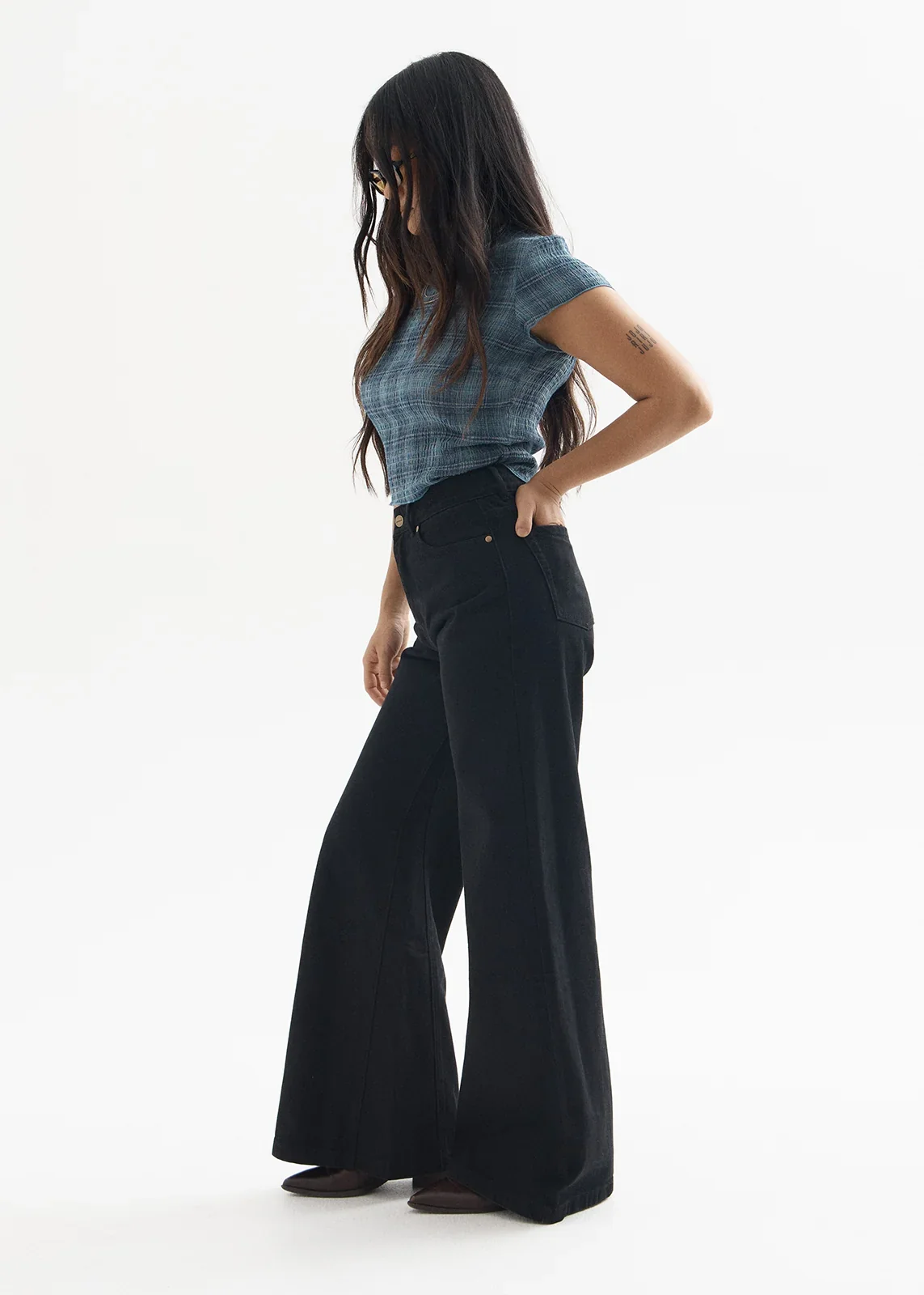 AFENDS Womens Gigi - Denim Flared Leg Jean - Washed Black