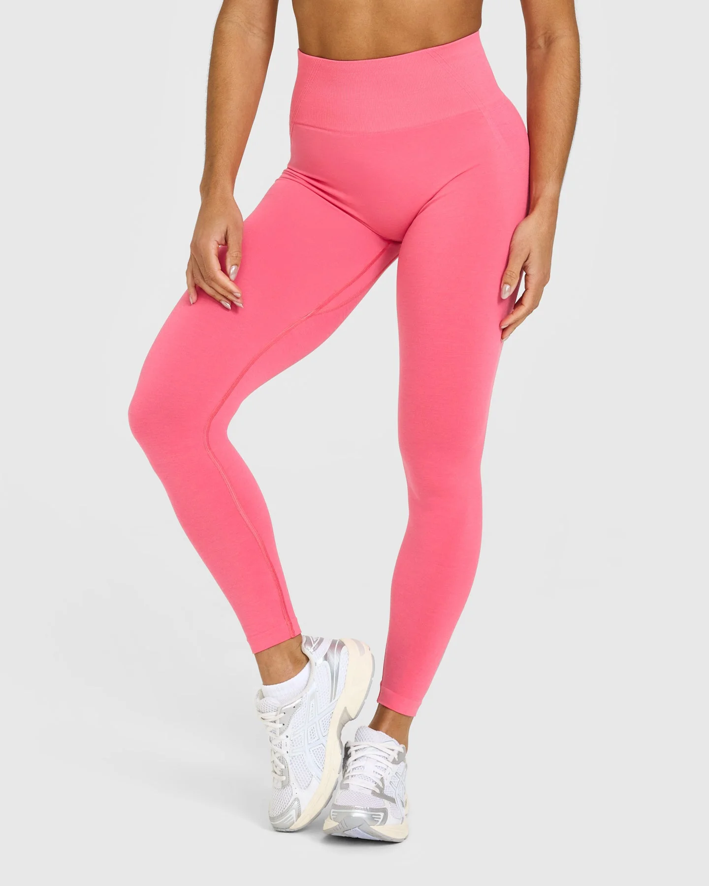 EffortlessLift™ Seamless Leggings with White Logo | Hot Girl Pink