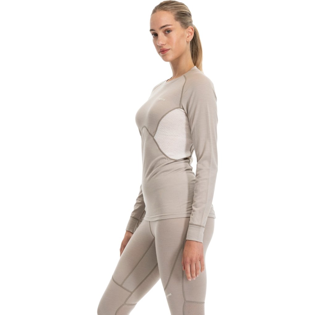 Bergans Inner:Pure Merino Long Sleeve Women - sandstone/vanilla white