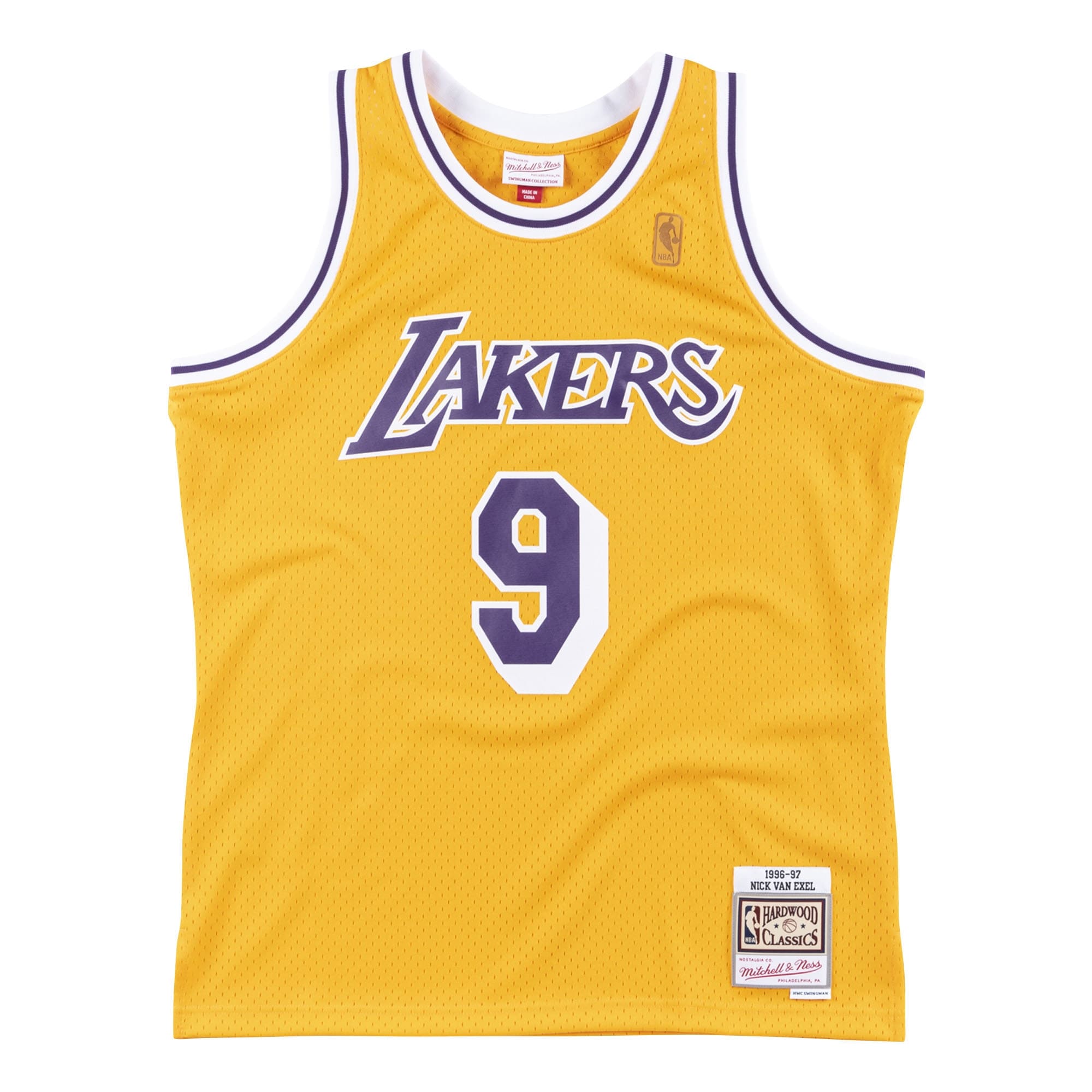 Nick Van Exel #9 Los Angeles Lakers 1996-97 Mitchell & Ness Swingman NBA Jersey Yellow