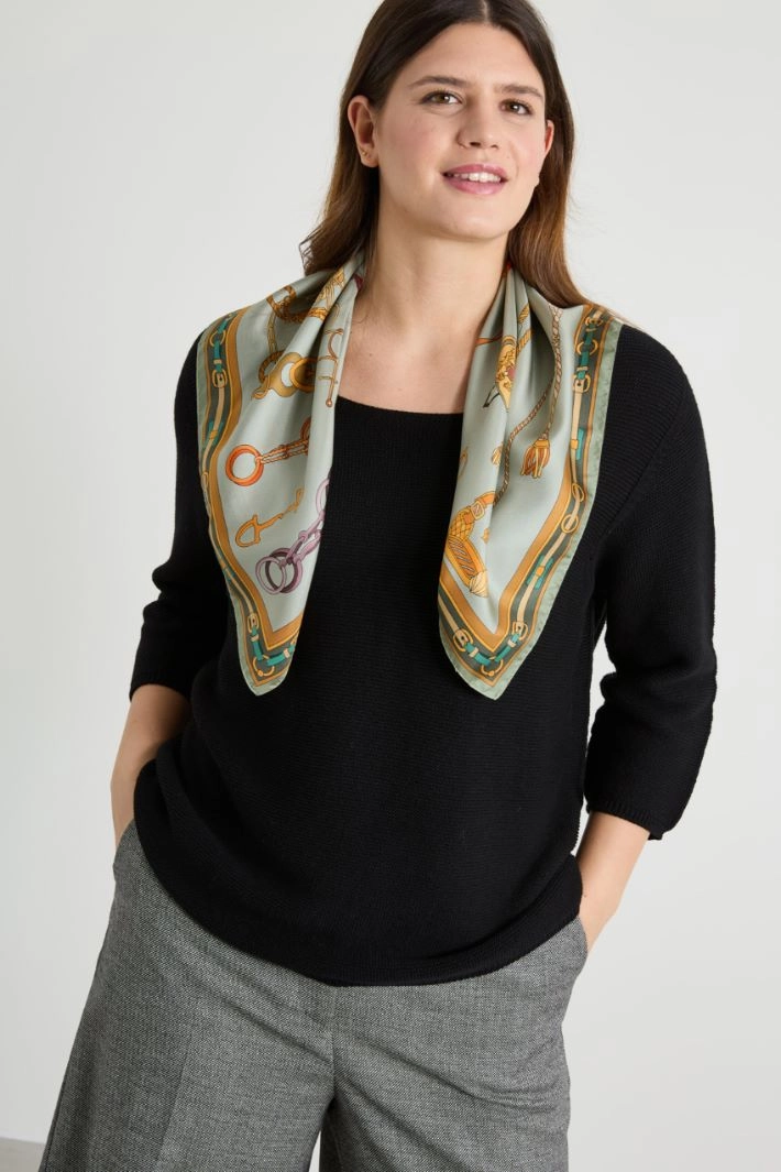 Silk twill scarf  - GREEN SAGE