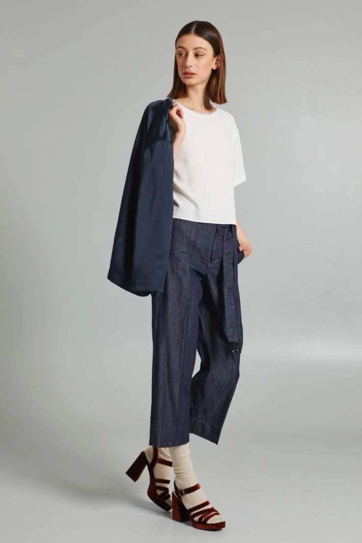 Cotton denim trousers - DENIM BLUE