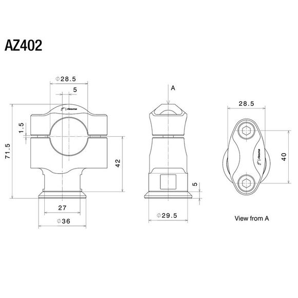 Pontet de guidon Rizoma Hauteur 42 mm Diamètre 29 mm Universel - NoirRef : RZ0245 / AZ402B