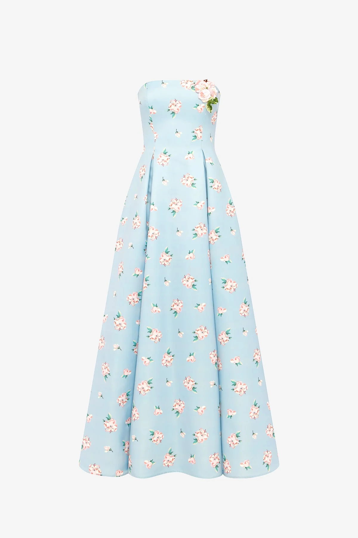 Nora Bustier Maxi Dress - Ditsy Floral Print in Blue