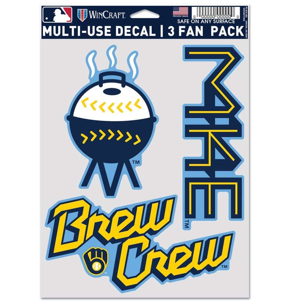 Milwaukee Brewers City Connect Multi-Use MLB Decals Set (3 Pcs.)