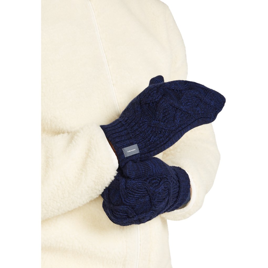Icebreaker Merino Cable Knit Mittens - Midnight Navy/Royal Navy