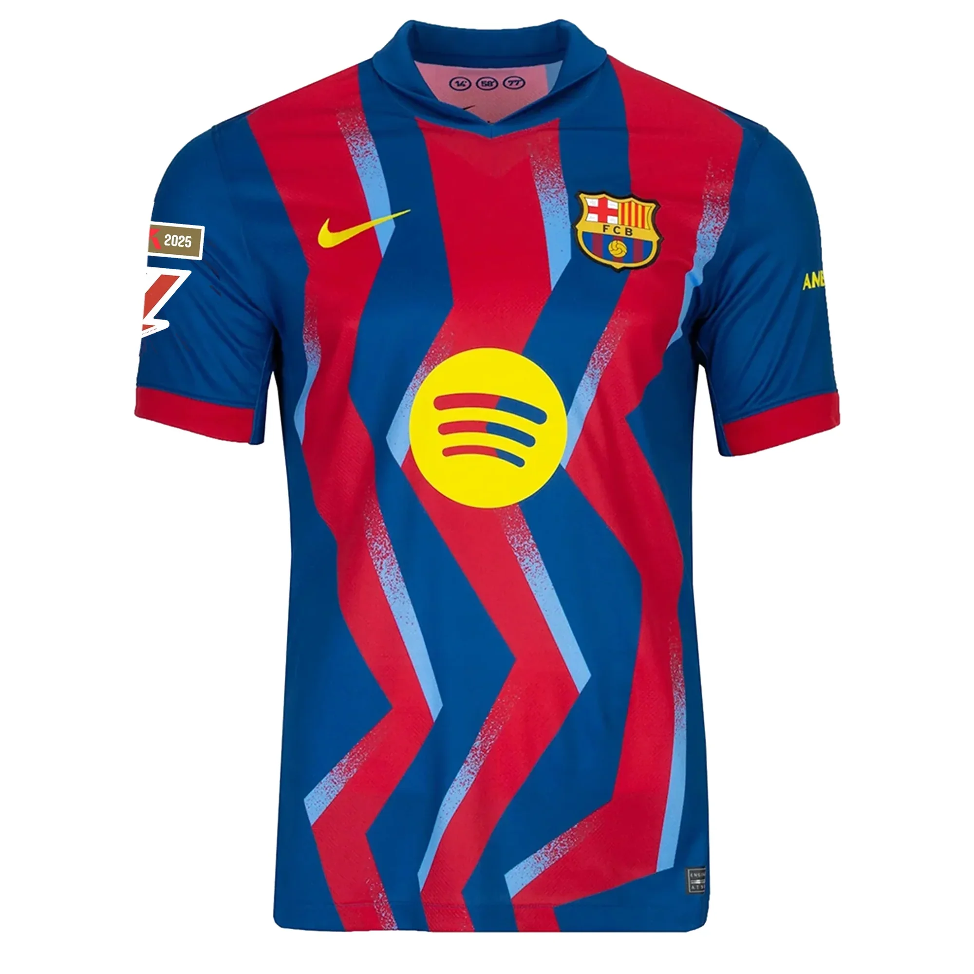 Men's FC Barcelona 4th Jersey 25/26 w/ La Liga Patches (Blue/Red/Yellow)