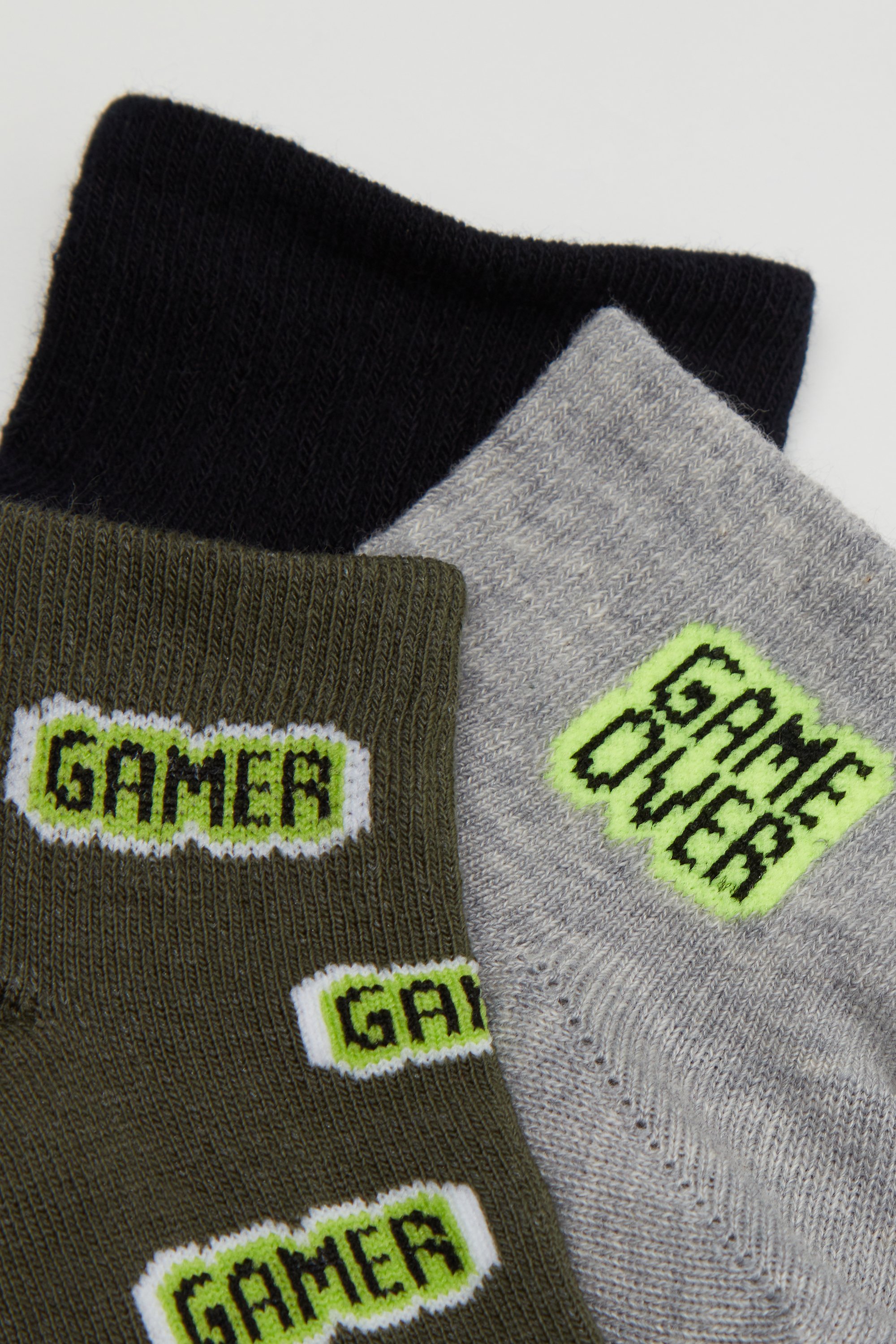 3 Pairs of Boys’ Very Short Patterned Socks in Ribbed Cotton