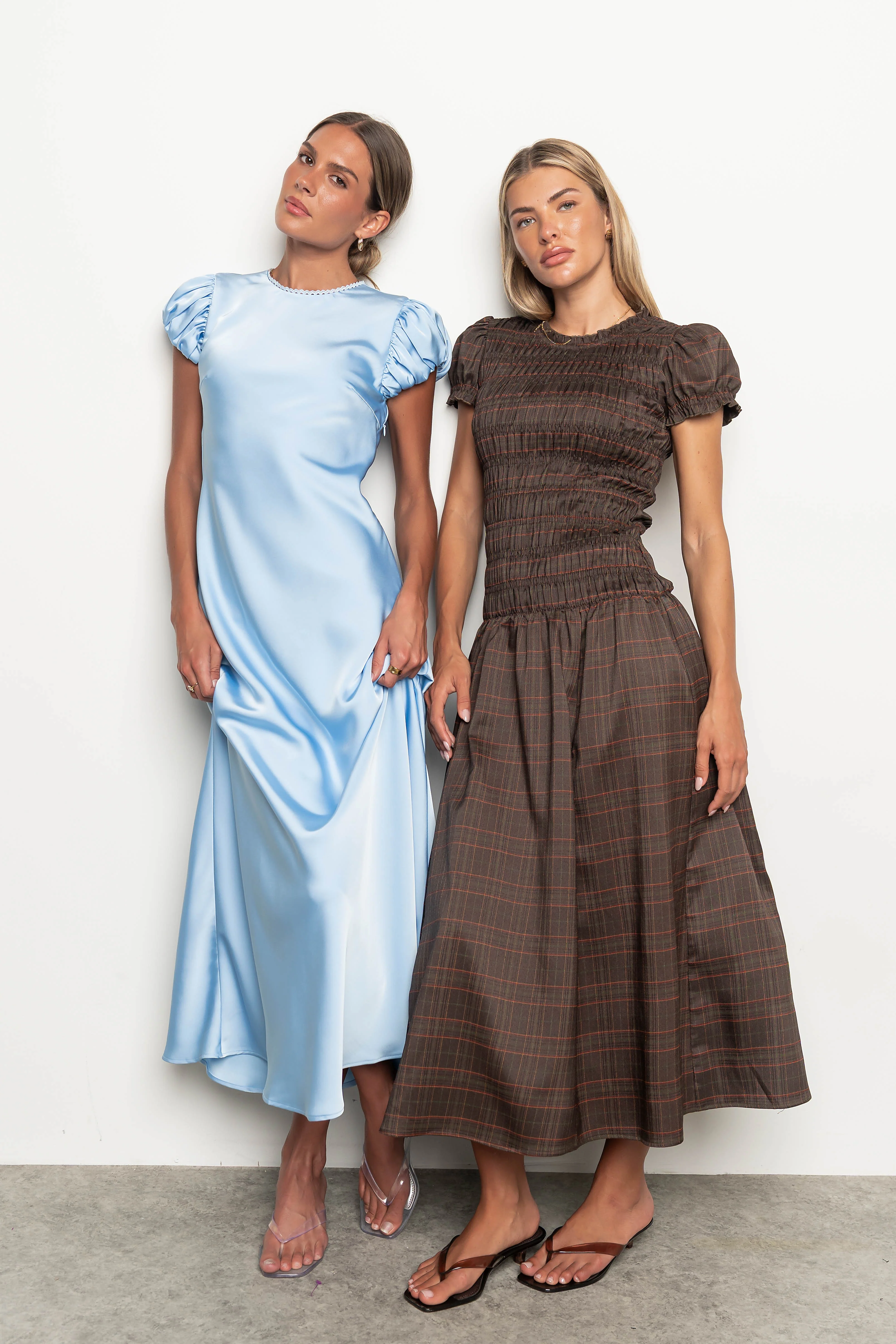 PREORDER - Opal Gingham Maxi Dress in Dark Brown