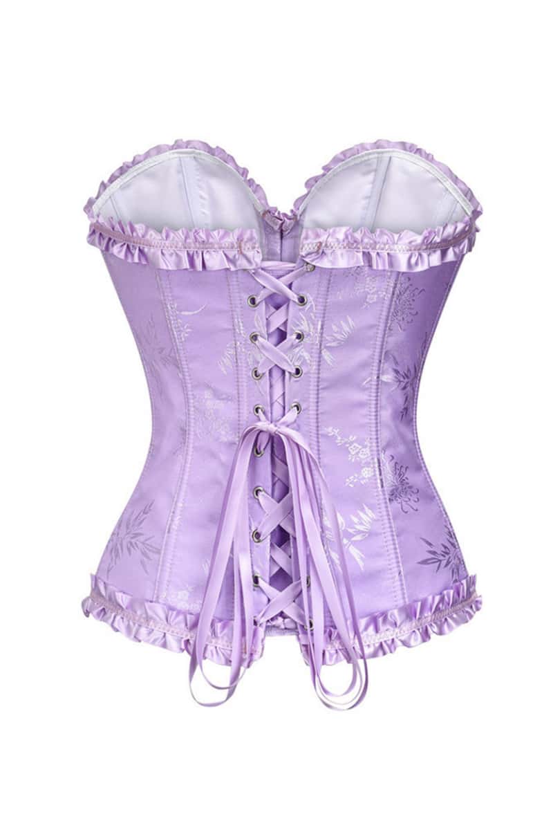 Sweetheart Lilac Lace-Up Floral Corset
