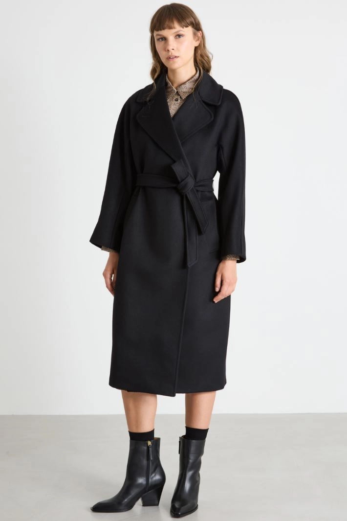 Double-breasted coat - BLACK