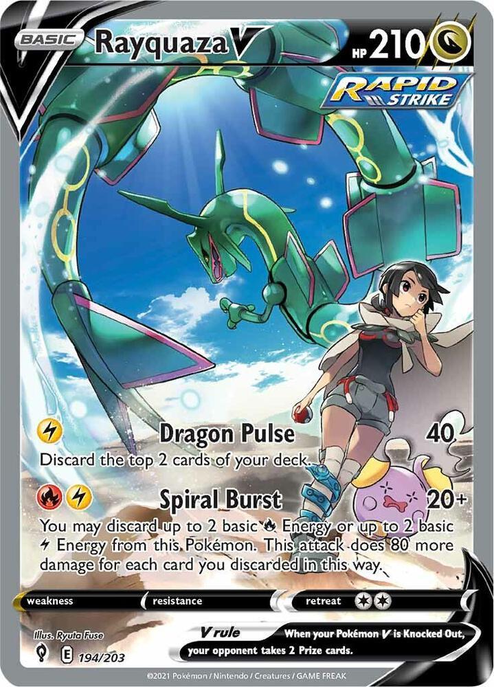 Pokemon SWSH07: Evolving Skies 194/203 Rayquaza V (Alternate Full Art) Near Mint
