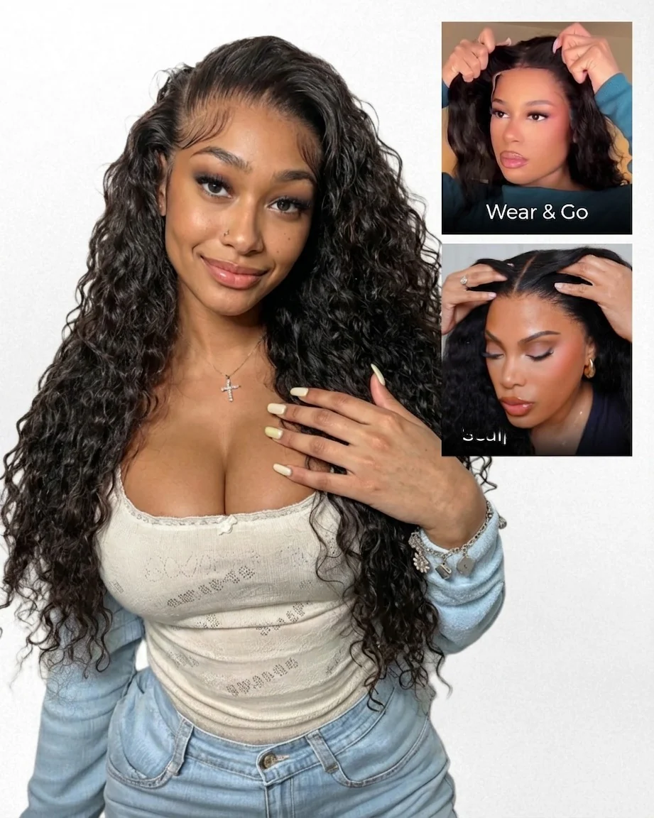Ophirawig13x6 HD Lace Glueless Wig Bohemian Curl With Drawstring Natural Black 100% Human Hair Wig
