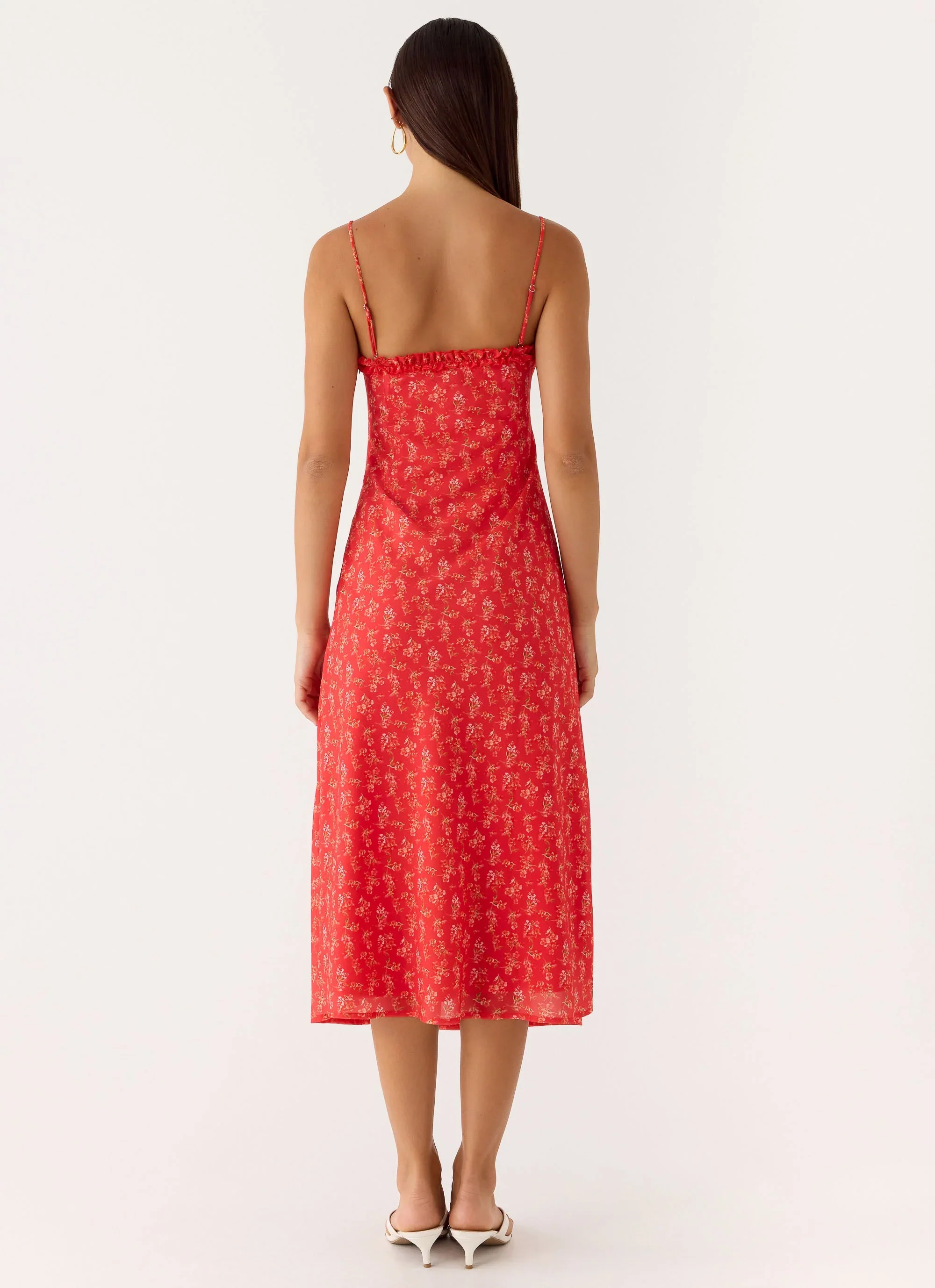 Kahlo Midi Dress - Magenta Red Rose