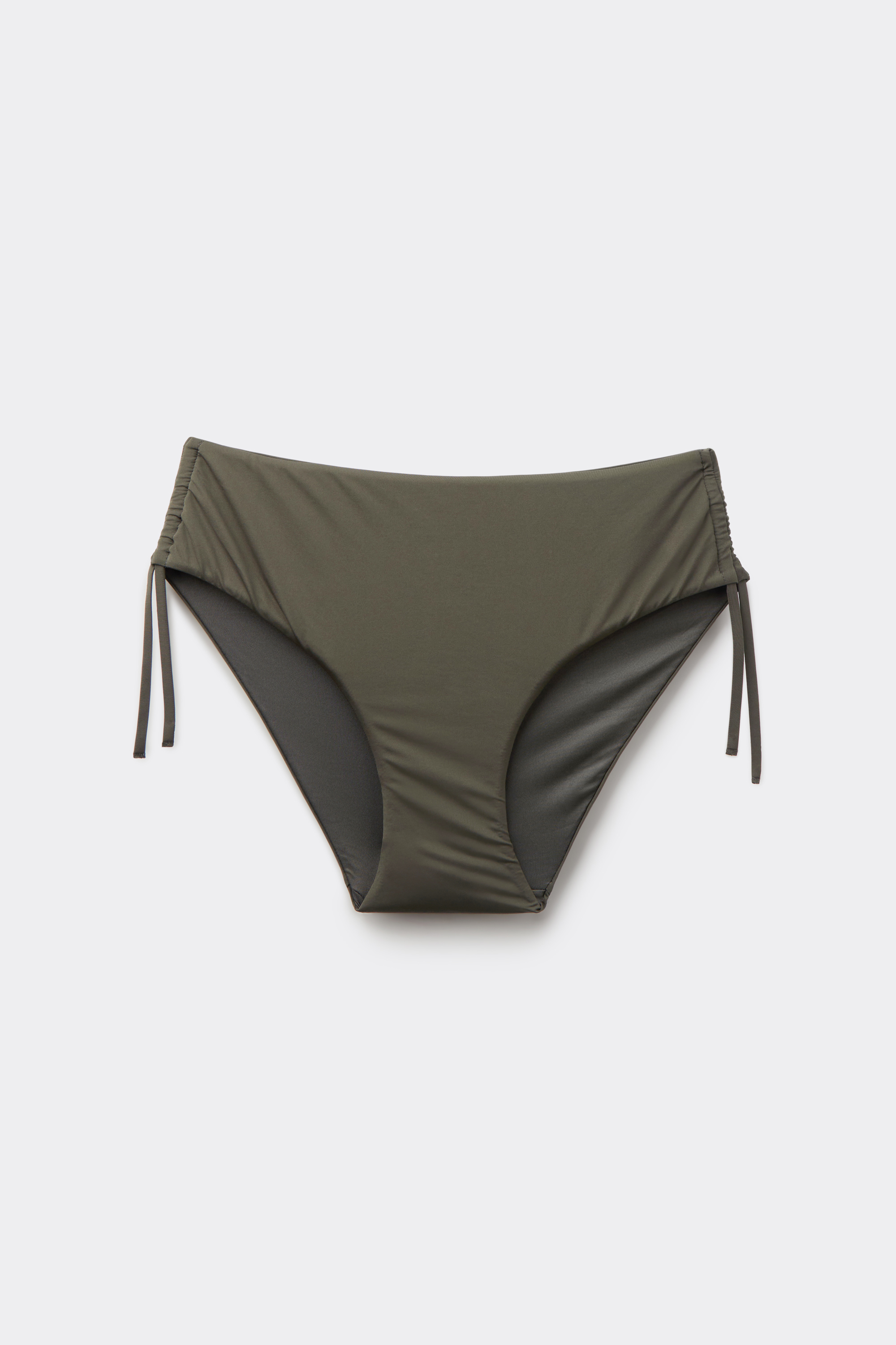 Timeless Look Camo Green High-Cut Bikini Bottoms with Gathering