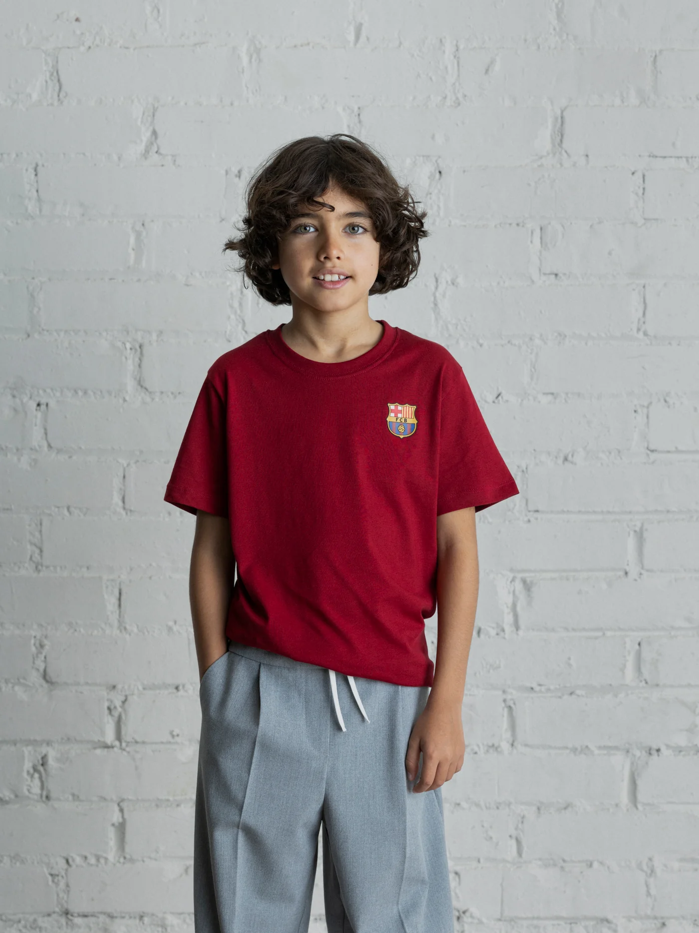 Red T-Shirt with Barça Crest - Junior