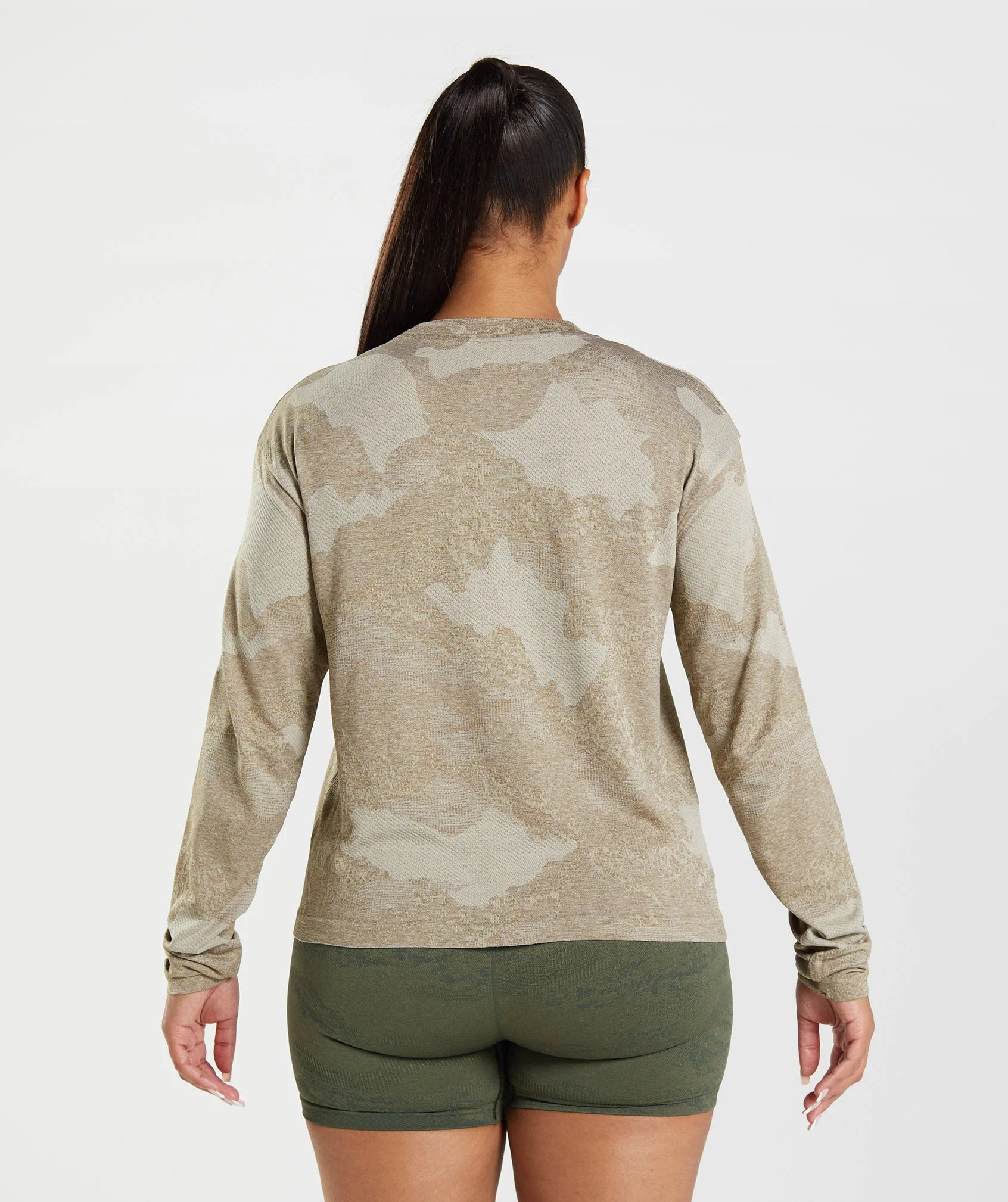 Adapt Camo Seamless Long Sleeve Top Pebble Grey/Soul Brown