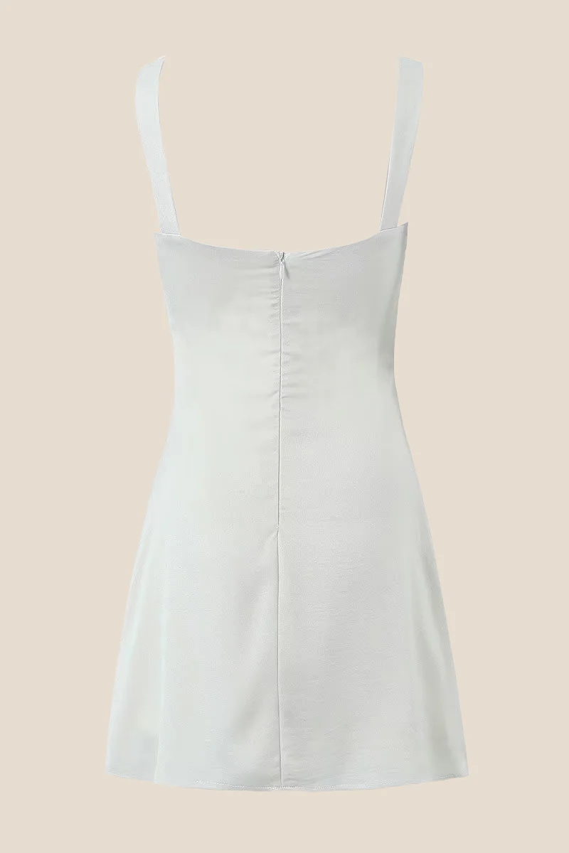 Square Neck White A-line Party Dress
