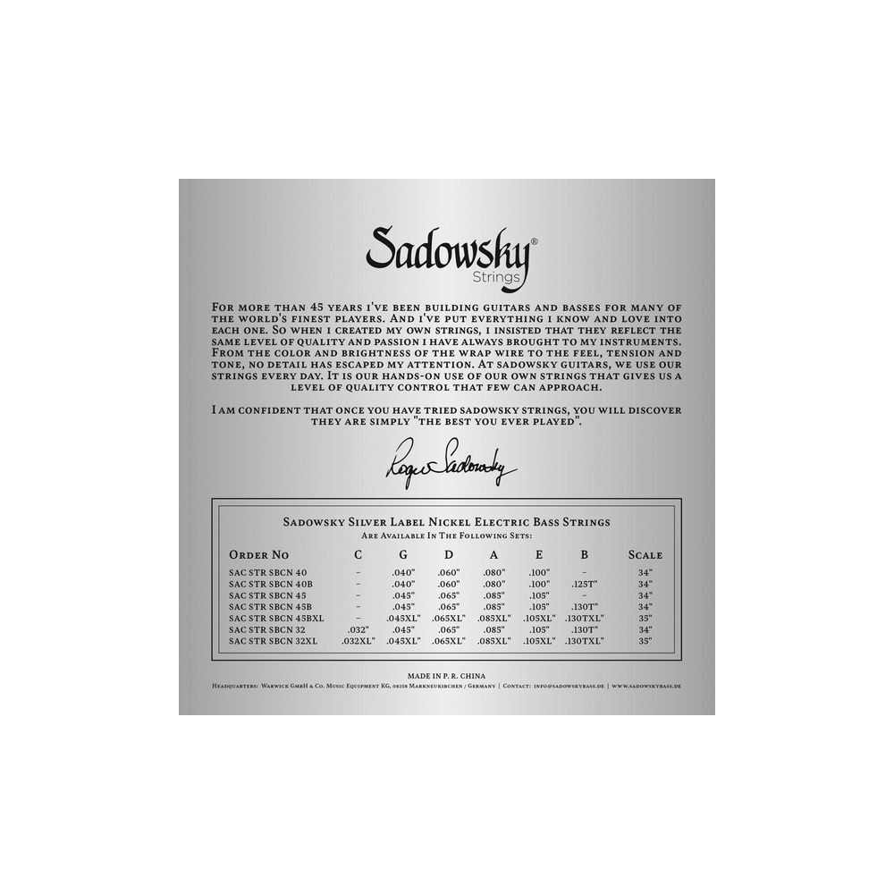 Sadowsky Silver Label Bass String 0.40 – Thomann Ireland
