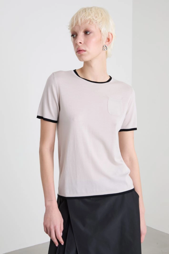 Wool yarn T-shirt - LIGHT DOVE GREY