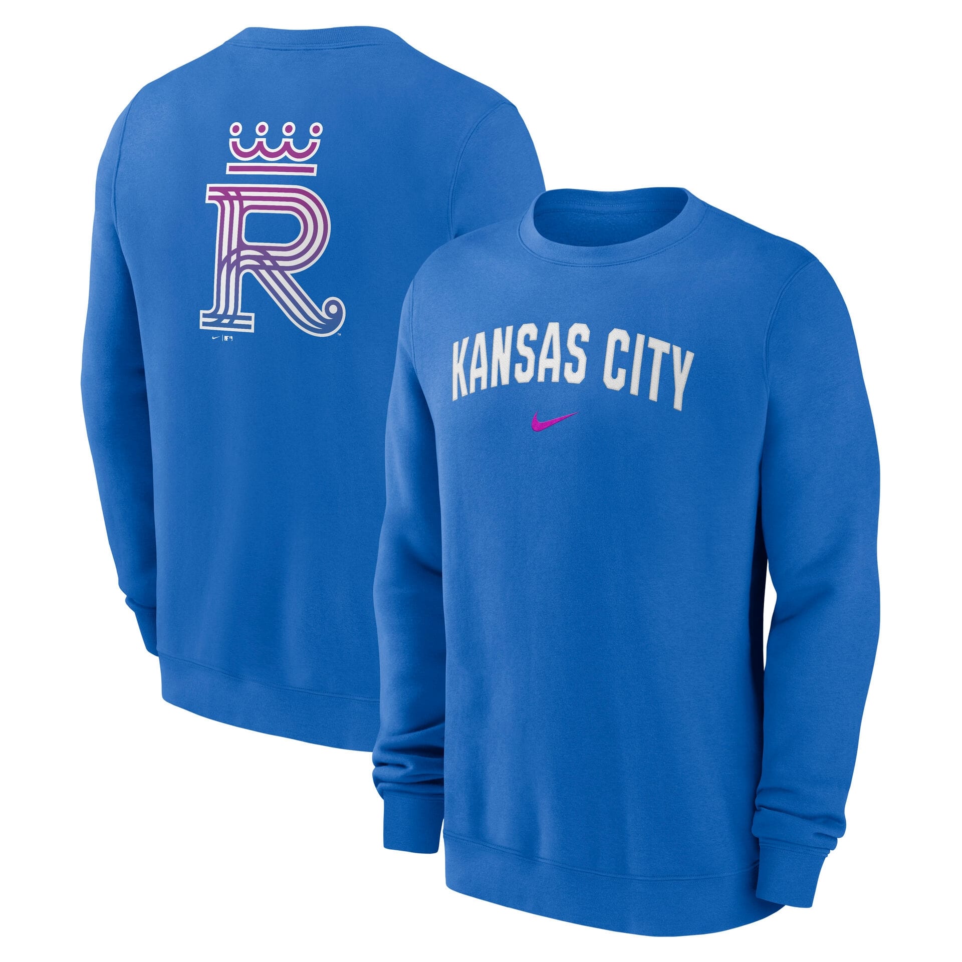 Kansas City Royals City Connect 2-Hit Club Crew Pullover Blue