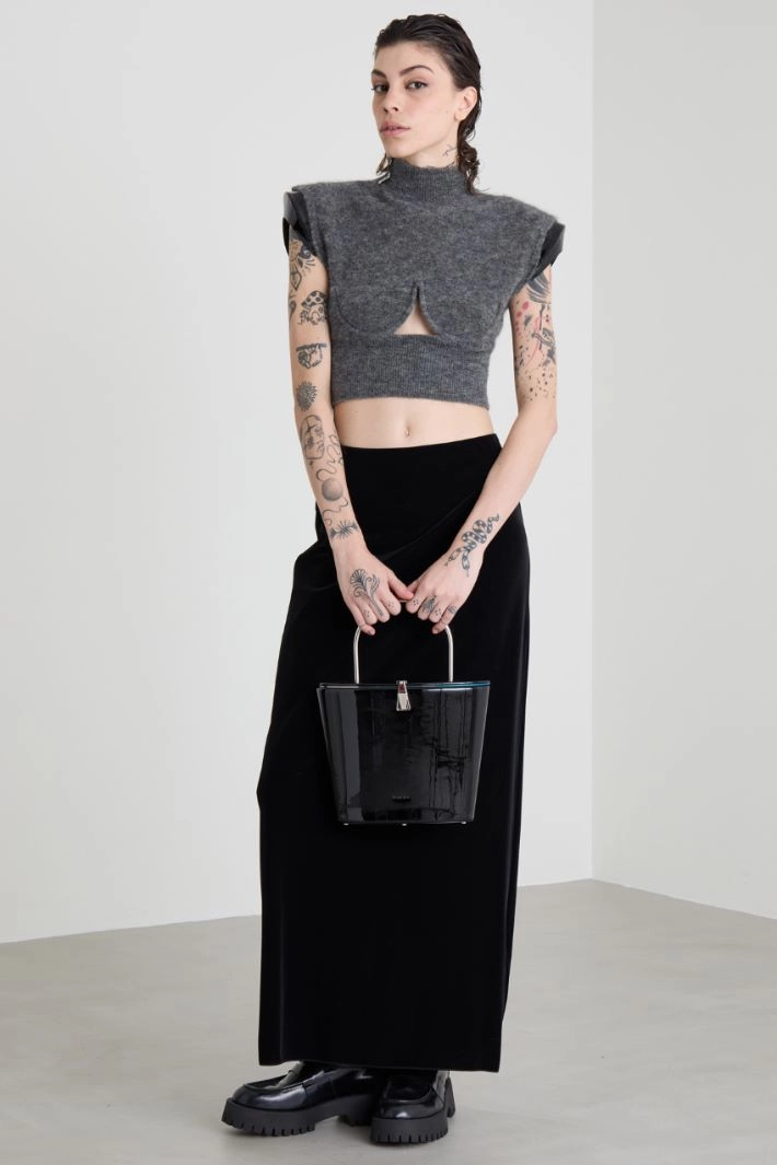 Velvet-jersey skirt - BLACK