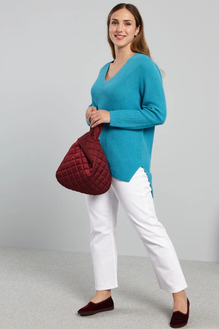 Asymmetrical sweater - TURQUOISE