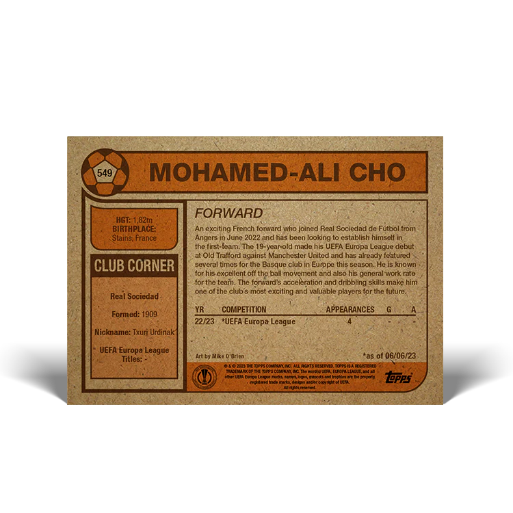 Topps UK - UCC Living Set Card #549 - Mohamed-Ali Cho