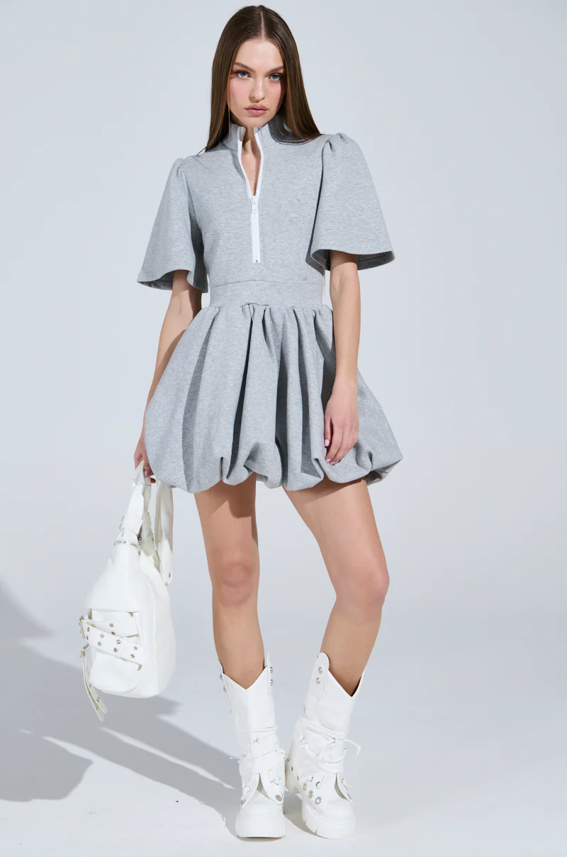 Name Of The Game Short Sleeve Zippered Mini Dress