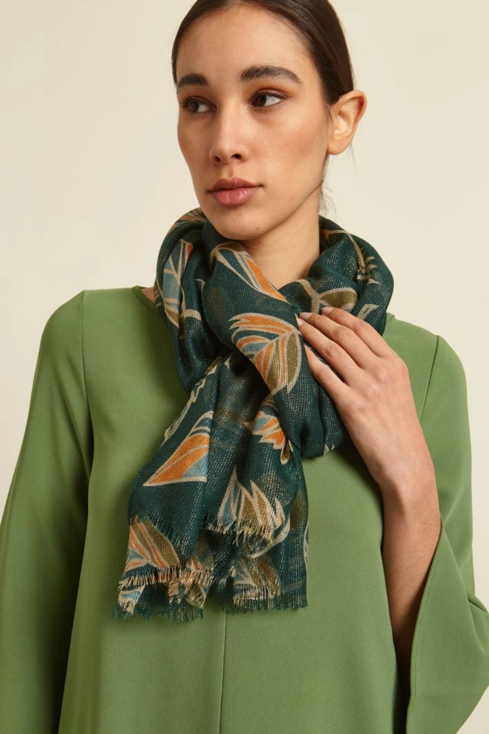 Lurex-embellished stole - GREEN ORANGE