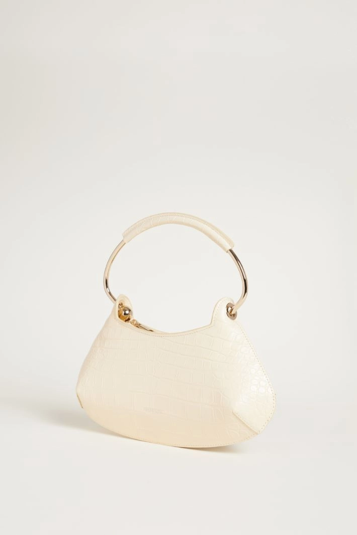Croc-embossed leather mini bag - IVORY