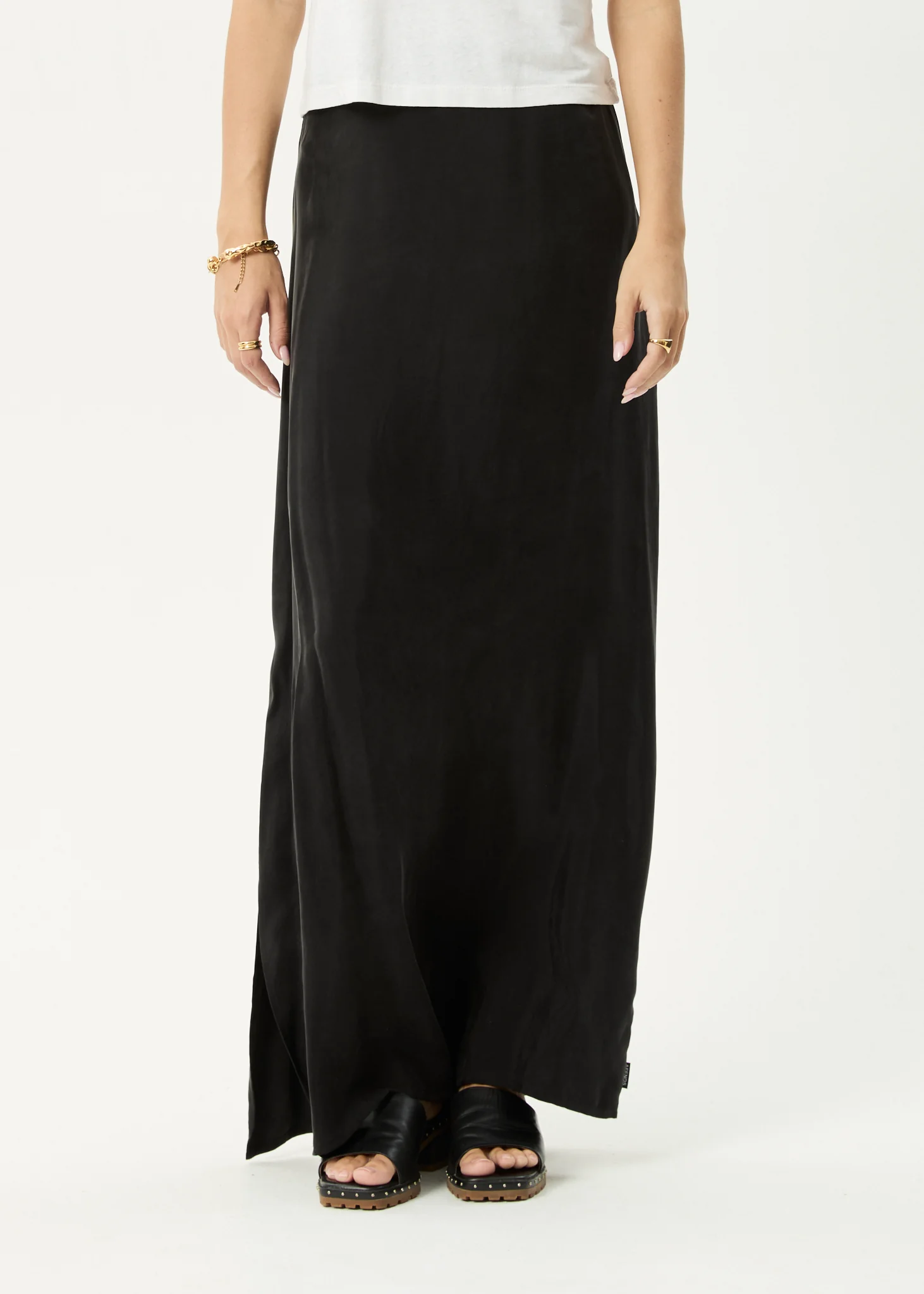 AFENDS Womens Grace - Cupro Maxi Skirt - Black