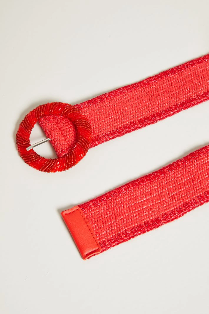 Raffia belt - RED
