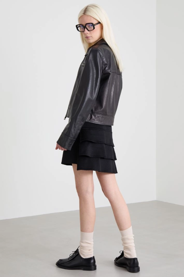 Short camel skirt - BLACK