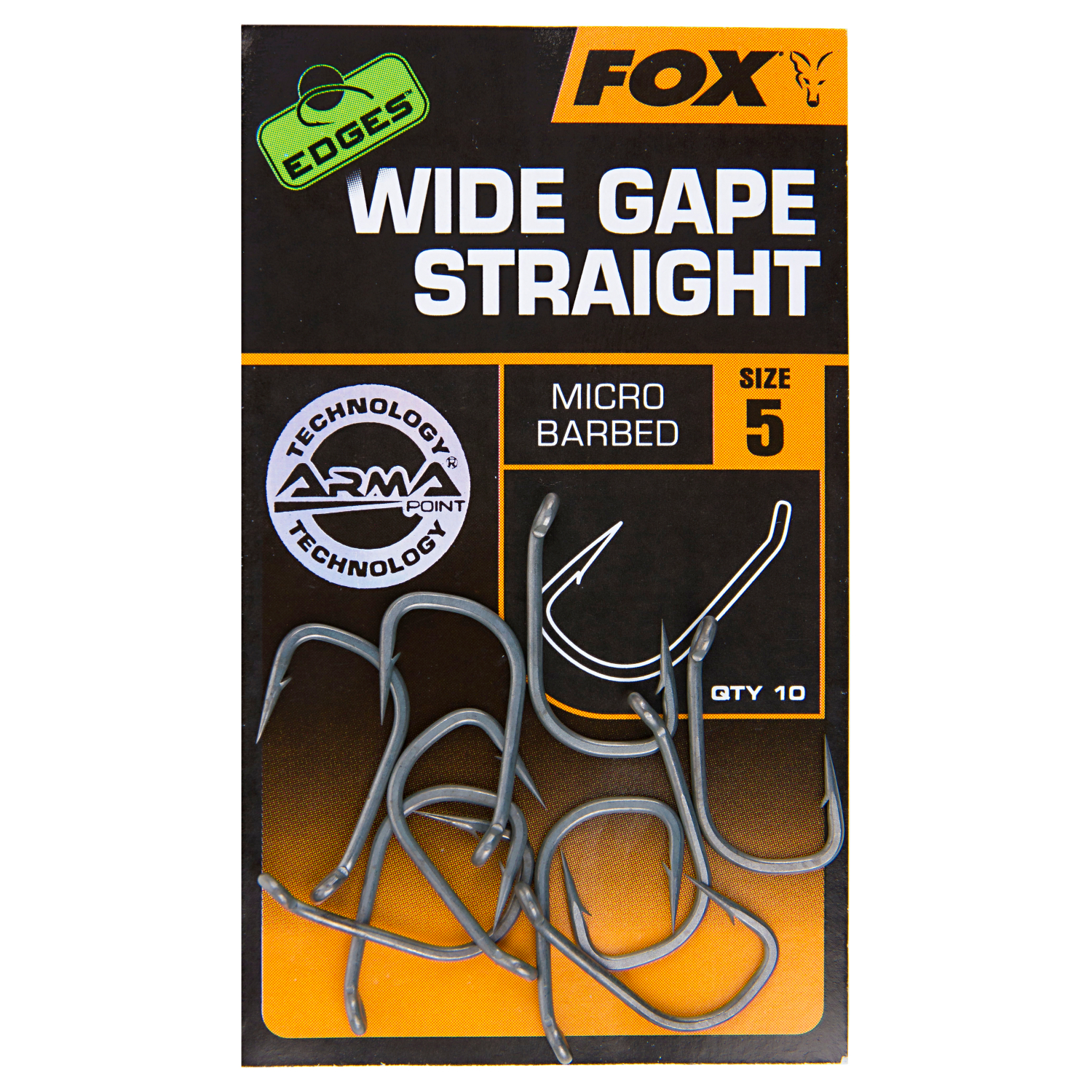 Fox Fishing hooks Edges Wide Gape Straight Hooks X10
