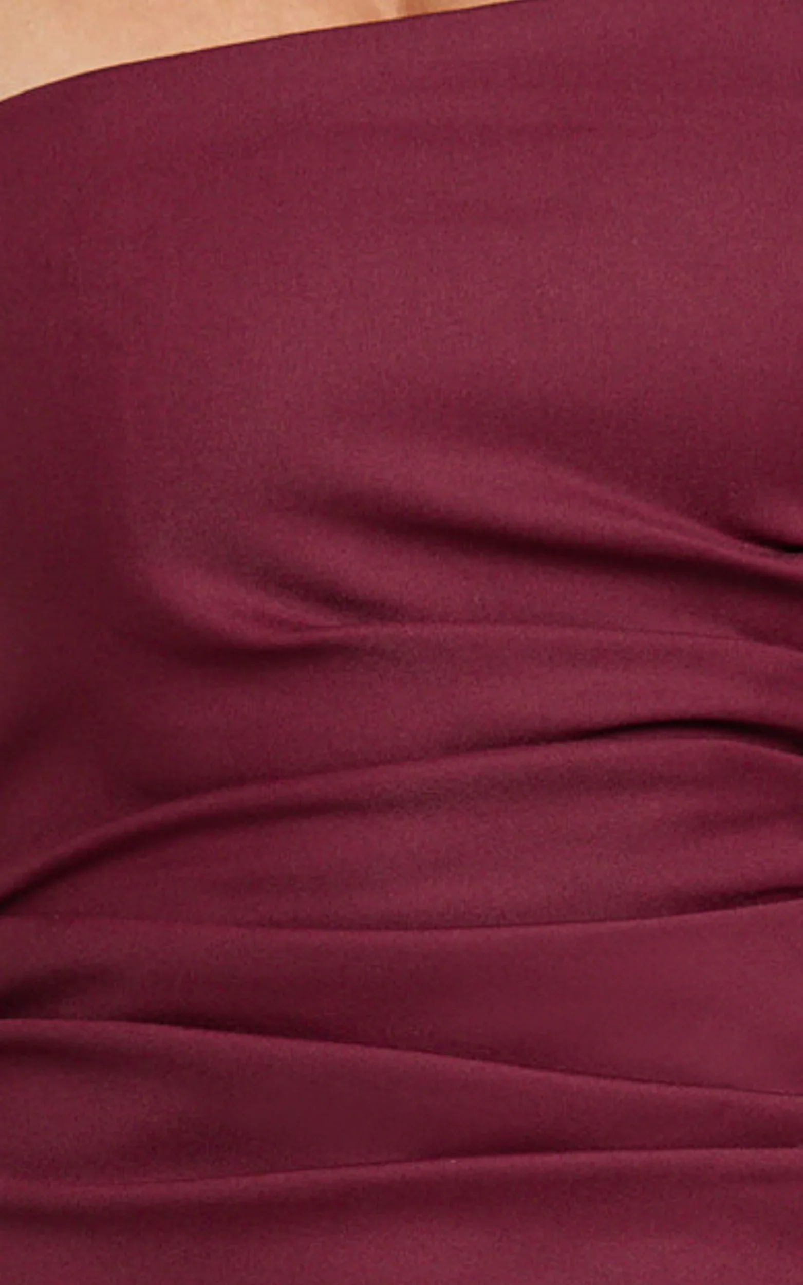 Jamie Maxi Dress - Strapless Ruched Fitted Column Dress in Wine