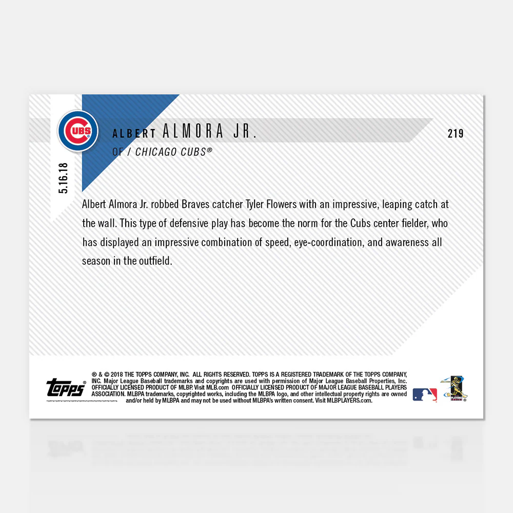 Albert Almora Jr. - 05/16/2018 TOPPS NOW® Card 219 - Print Run: 370