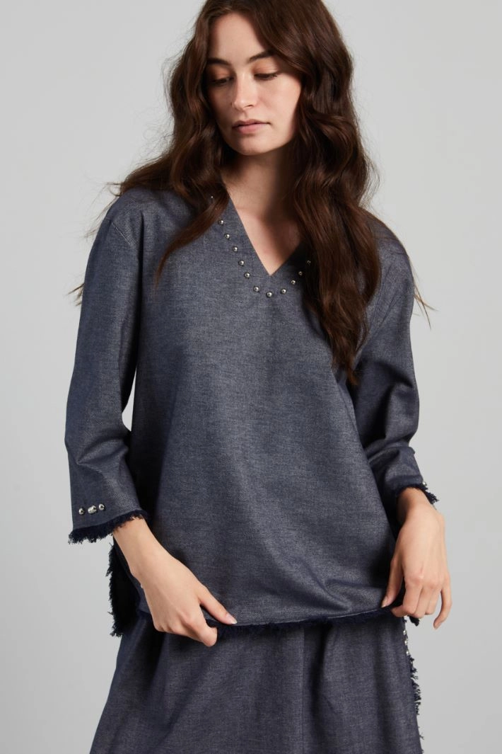 Studded tunic - DENIM BLUE SILVER