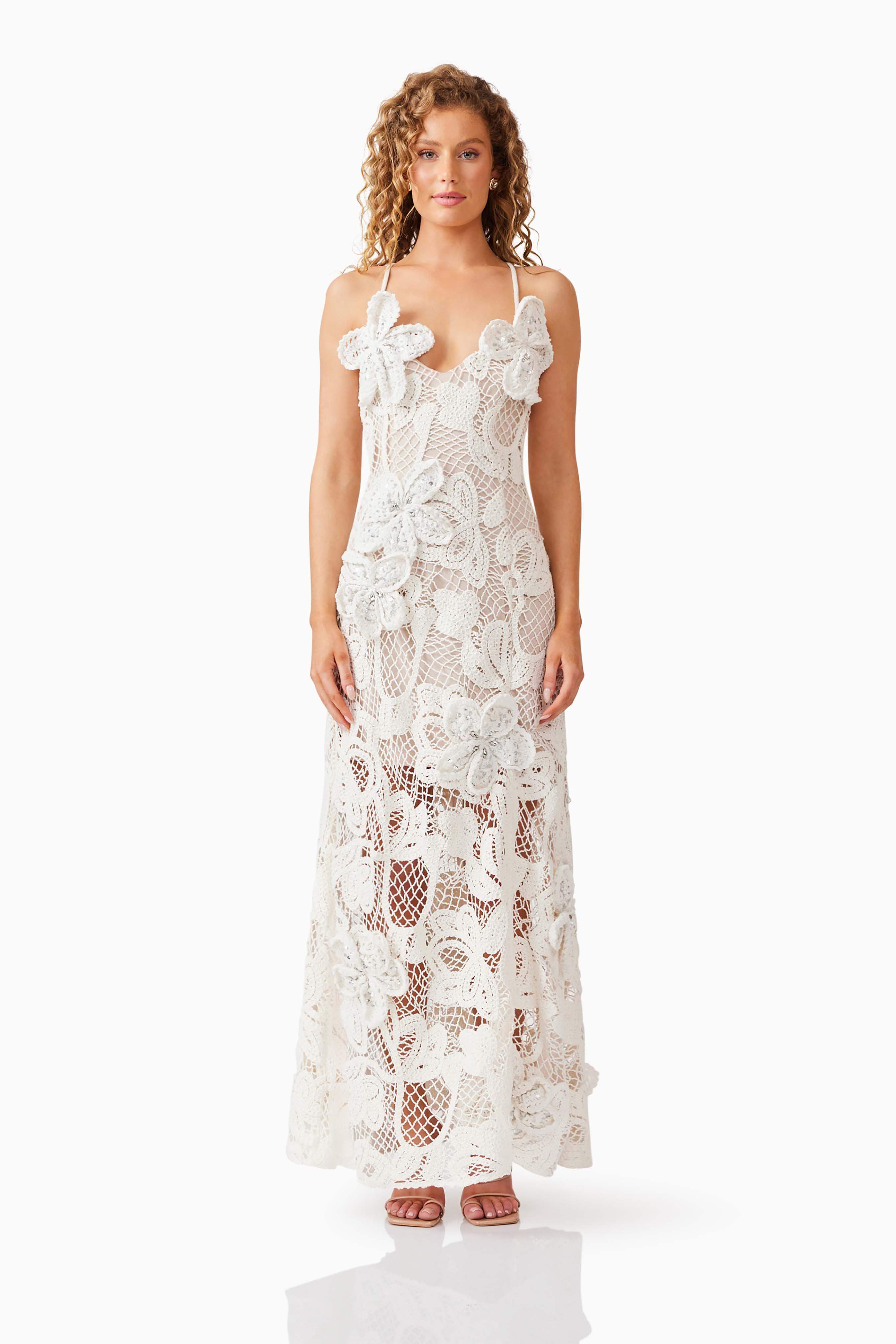 Kyra Crochet Gown in White